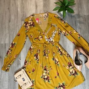 Xhilaration Mustard Floral Dress